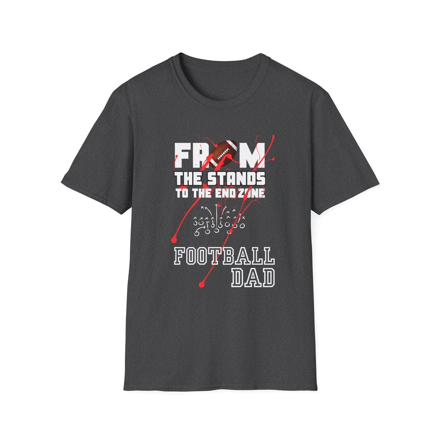 Football Dad Unisex Softstyle T-Shirt- Red