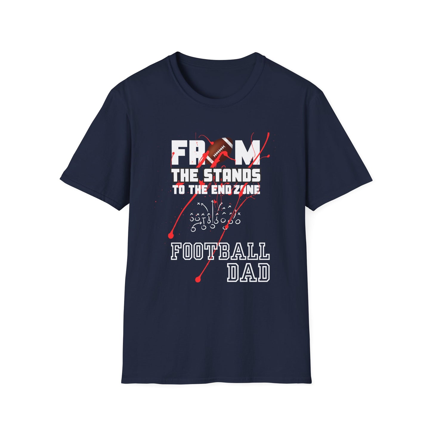 Football Dad Unisex Softstyle T-Shirt- Red
