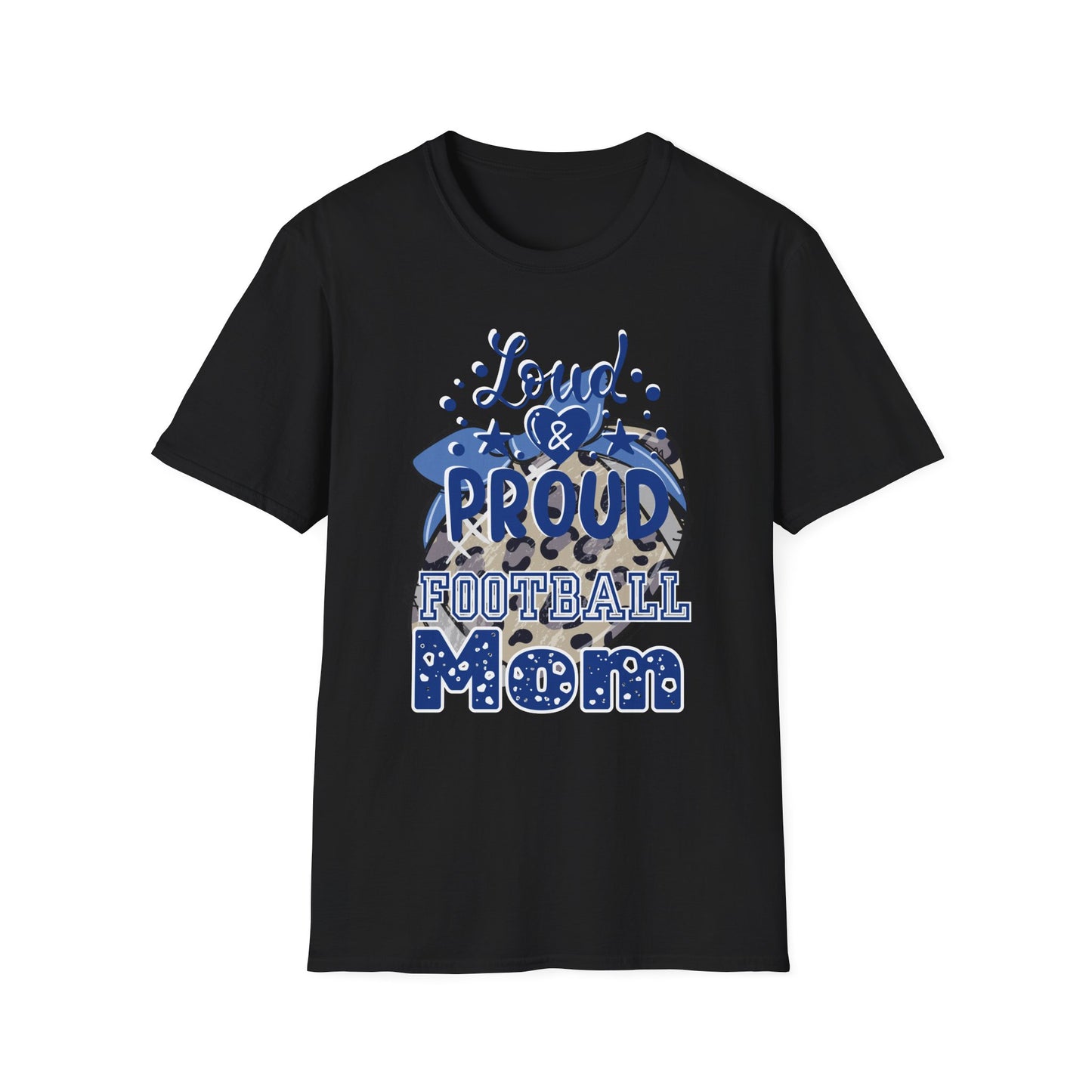 Proud Football Mom T-Shirt-Blue