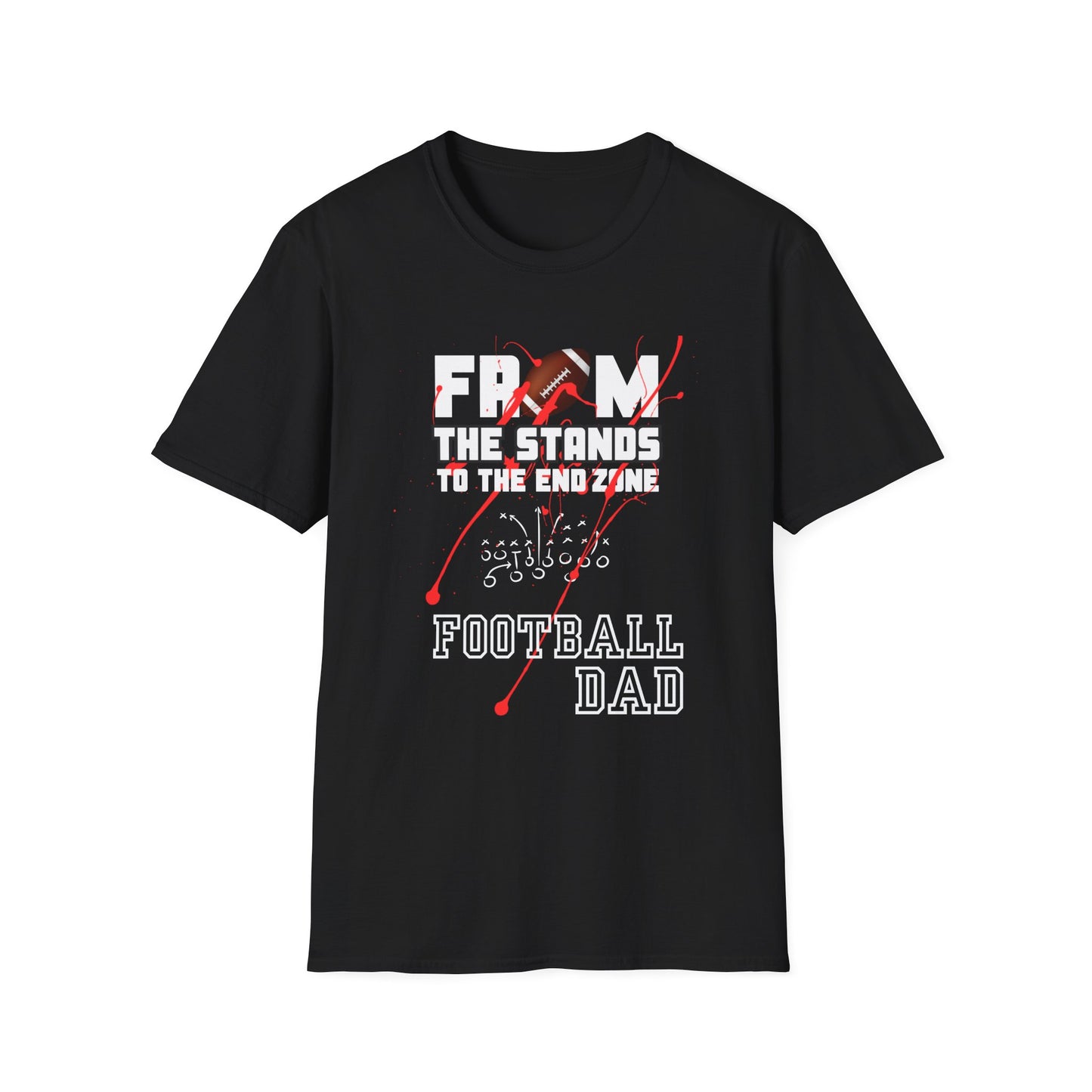Football Dad Unisex Softstyle T-Shirt- Red