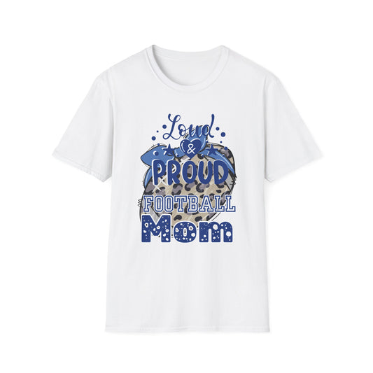 Proud Football Mom T-Shirt-Blue